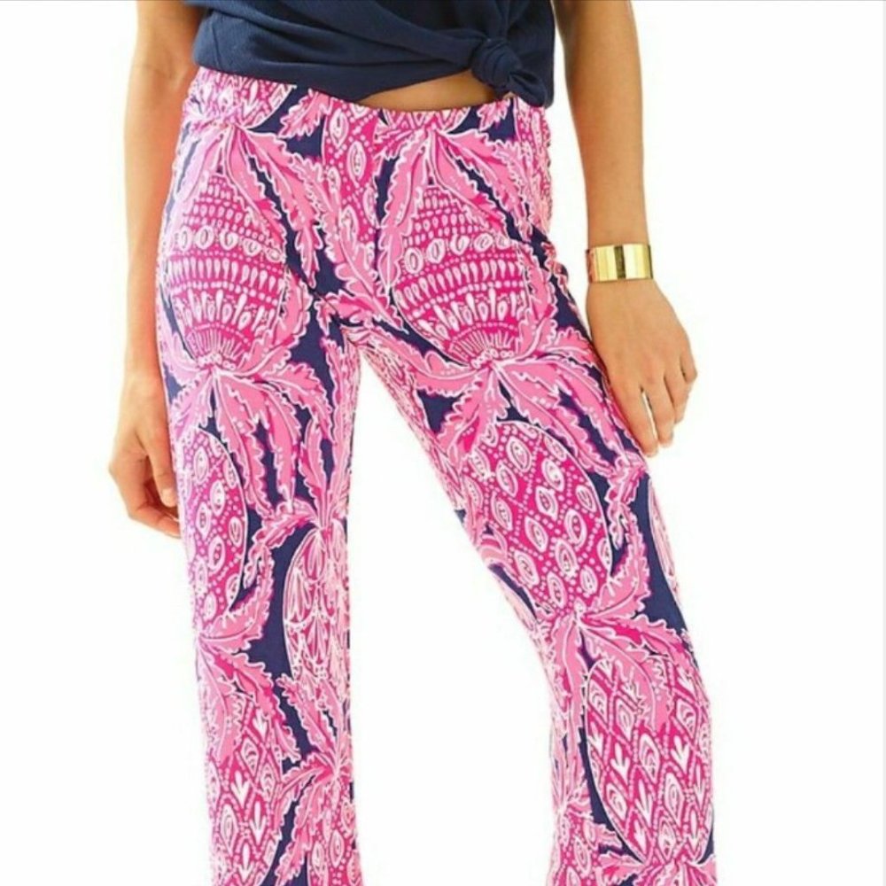 Lilly Pulitzer Pink & Navy Printed Leggings